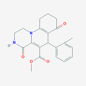 molecular formula C21H22N2O4 B4418535 methyl 6-(2-methylphenyl)-4,7-dioxo-2,3,4,6,7,8,9,10-octahydro-1H-pyrazino[1,2-a]quinoline-5-carboxylate 