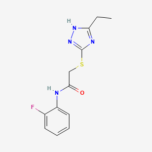 molecular formula C12H13FN4OS B4418596 2-[(5-ethyl-4H-1,2,4-triazol-3-yl)thio]-N-(2-fluorophenyl)acetamide 