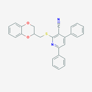 2-[(2,3-Dihydro-1,4-benzodioxin-2-ylmethyl)sulfanyl]-4,6-diphenylnicotinonitrile