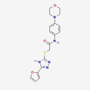 molecular formula C19H21N5O3S B4418979 2-{[5-(furan-2-yl)-4-methyl-4H-1,2,4-triazol-3-yl]sulfanyl}-N-[4-(morpholin-4-yl)phenyl]acetamide 