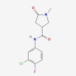 molecular formula C12H12ClFN2O2 B4419013 N-(3-chloro-4-fluorophenyl)-1-methyl-5-oxopyrrolidine-3-carboxamide 