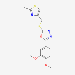 2-(3,4-Dimethoxyphenyl)-5-{[(2-methyl-1,3-thiazol-4-yl)methyl]sulfanyl}-1,3,4-oxadiazole