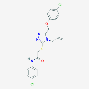 molecular formula C20H18Cl2N4O2S B441917 2-({4-allyl-5-[(4-chlorophenoxy)methyl]-4H-1,2,4-triazol-3-yl}sulfanyl)-N-(4-chlorophenyl)acetamide CAS No. 355003-22-4