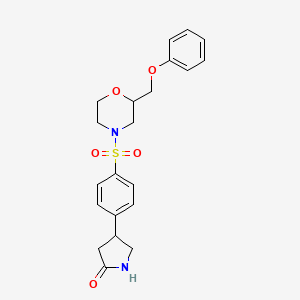 molecular formula C21H24N2O5S B4419196 4-(4-{[2-(phenoxymethyl)morpholin-4-yl]sulfonyl}phenyl)pyrrolidin-2-one 