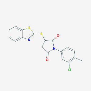molecular formula C18H13ClN2O2S2 B441922 3-(1,3-Benzothiazol-2-ylsulfanyl)-1-(3-chloro-4-methylphenyl)-2,5-pyrrolidinedione CAS No. 351468-50-3