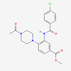 molecular formula C21H22ClN3O4 B4419221 METHYL 4-(4-ACETYLPIPERAZIN-1-YL)-3-(4-CHLOROBENZAMIDO)BENZOATE 