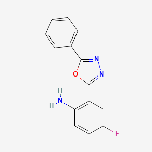 molecular formula C14H10FN3O B4419224 4-fluoro-2-(5-phenyl-1,3,4-oxadiazol-2-yl)aniline 