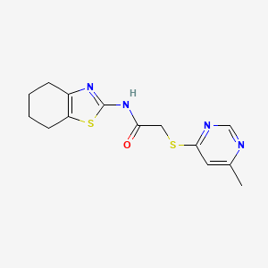 molecular formula C14H16N4OS2 B4419230 2-[(6-methylpyrimidin-4-yl)thio]-N-(4,5,6,7-tetrahydro-1,3-benzothiazol-2-yl)acetamide 