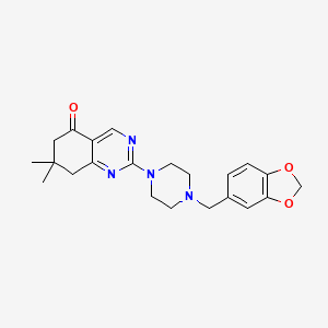 molecular formula C22H26N4O3 B4419242 2-[4-(1,3-benzodioxol-5-ylmethyl)piperazin-1-yl]-7,7-dimethyl-7,8-dihydroquinazolin-5(6H)-one 