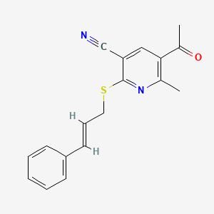 molecular formula C18H16N2OS B4419283 5-acetyl-6-methyl-2-{[(2E)-3-phenylprop-2-en-1-yl]sulfanyl}pyridine-3-carbonitrile 