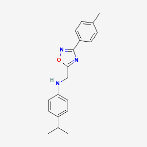 molecular formula C19H21N3O B4419284 (4-isopropylphenyl){[3-(4-methylphenyl)-1,2,4-oxadiazol-5-yl]methyl}amine 