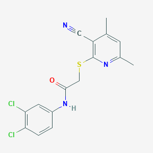 2-[(3-cyano-4,6-dimethyl-2-pyridinyl)sulfanyl]-N-(3,4-dichlorophenyl)acetamide