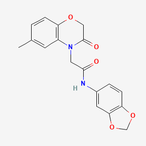 molecular formula C18H16N2O5 B4419359 N-1,3-benzodioxol-5-yl-2-(6-methyl-3-oxo-2,3-dihydro-4H-1,4-benzoxazin-4-yl)acetamide 