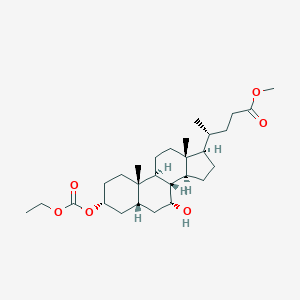 molecular formula C28H46O6 B044194 甲基 (4R)-4-[(3R,5R,7R,8R,9S,10S,13R,14S,17R)-3-乙氧羰基氧基-7-羟基-10,13-二甲基-2,3,4,5,6,7,8,9,11,12,14,15,16,17-十四氢-1H-环戊[a]菲并蒽-17-基]戊酸酯 CAS No. 61252-49-1