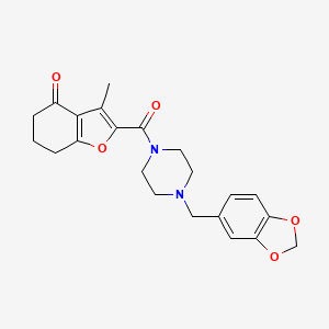 molecular formula C22H24N2O5 B4419408 2-{[4-(1,3-benzodioxol-5-ylmethyl)piperazin-1-yl]carbonyl}-3-methyl-6,7-dihydro-1-benzofuran-4(5H)-one 