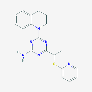 4-[3,4-DIHYDRO-1(2H)-QUINOLINYL]-6-[1-(2-PYRIDYLSULFANYL)ETHYL]-1,3,5-TRIAZIN-2-AMINE