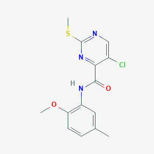 molecular formula C14H14ClN3O2S B4419460 5-chloro-N-(2-methoxy-5-methylphenyl)-2-(methylsulfanyl)pyrimidine-4-carboxamide 