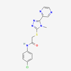 molecular formula C15H13ClN6OS B4419477 N-(4-chlorophenyl)-2-{[4-methyl-5-(pyrazin-2-yl)-4H-1,2,4-triazol-3-yl]sulfanyl}acetamide 