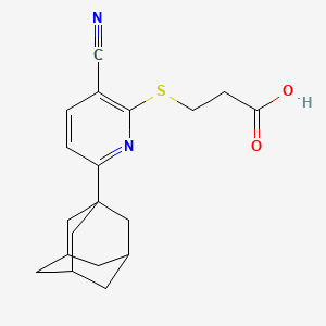 molecular formula C19H22N2O2S B4419546 3-[6-(1-Adamantyl)-3-cyanopyridin-2-yl]sulfanylpropanoic acid 