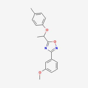 molecular formula C18H18N2O3 B4419579 3-(3-methoxyphenyl)-5-[1-(4-methylphenoxy)ethyl]-1,2,4-oxadiazole 