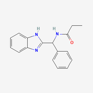 molecular formula C17H17N3O B4419615 N-[1H-benzimidazol-2-yl(phenyl)methyl]propanamide 