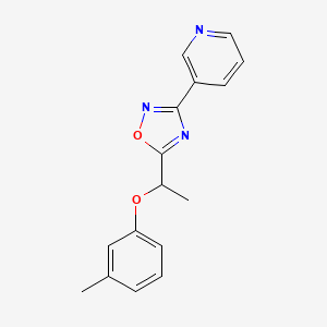 molecular formula C16H15N3O2 B4419658 3-{5-[1-(3-methylphenoxy)ethyl]-1,2,4-oxadiazol-3-yl}pyridine 