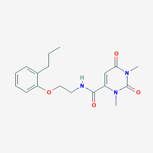 molecular formula C18H23N3O4 B4419732 1,3-dimethyl-2,6-dioxo-N-[2-(2-propylphenoxy)ethyl]-1,2,3,6-tetrahydropyrimidine-4-carboxamide 