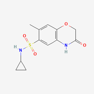 molecular formula C12H14N2O4S B4419773 N-cyclopropyl-7-methyl-3-oxo-3,4-dihydro-2H-1,4-benzoxazine-6-sulfonamide 