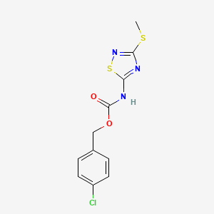 molecular formula C11H10ClN3O2S2 B4419812 (4-chlorophenyl)methyl N-(3-methylsulfanyl-1,2,4-thiadiazol-5-yl)carbamate 