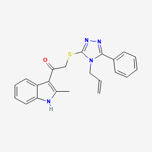 molecular formula C22H20N4OS B4419957 1-(2-methyl-1H-indol-3-yl)-2-{[5-phenyl-4-(prop-2-en-1-yl)-4H-1,2,4-triazol-3-yl]sulfanyl}ethanone 