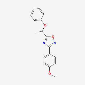 molecular formula C17H16N2O3 B4419991 3-(4-methoxyphenyl)-5-(1-phenoxyethyl)-1,2,4-oxadiazole 