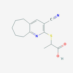 molecular formula C14H16N2O2S B4420037 2-[(3-cyano-6,7,8,9-tetrahydro-5H-cyclohepta[b]pyridin-2-yl)thio]propanoic acid 