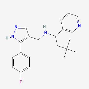 molecular formula C21H25FN4 B4420076 N-[[5-(4-fluorophenyl)-1H-pyrazol-4-yl]methyl]-3,3-dimethyl-1-pyridin-3-ylbutan-1-amine 