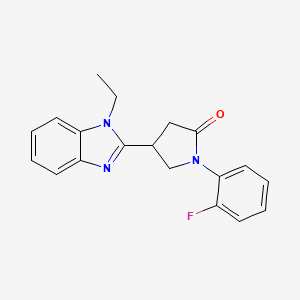 molecular formula C19H18FN3O B4420111 4-(1-ethyl-1H-1,3-benzodiazol-2-yl)-1-(2-fluorophenyl)pyrrolidin-2-one 