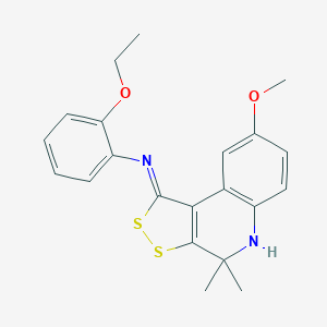 molecular formula C21H22N2O2S2 B442023 N-(2-ethoxyphenyl)-8-methoxy-4,4-dimethyl-5H-dithiolo[3,4-c]quinolin-1-imine CAS No. 353769-45-6