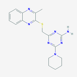 molecular formula C18H21N7S B4420271 4-{[(3-METHYL-2-QUINOXALINYL)SULFANYL]METHYL}-6-PIPERIDINO-1,3,5-TRIAZIN-2-AMINE 