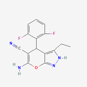 6-amino-4-(2,6-difluorophenyl)-3-ethyl-2,4-dihydropyrano[2,3-c]pyrazole-5-carbonitrile