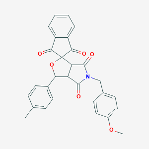 5-[(4-methoxyphenyl)methyl]-1-(4-methylphenyl)spiro[3a,6a-dihydro-1H-furo[3,4-c]pyrrole-3,2'-indene]-1',3',4,6-tetrone
