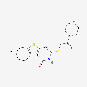 molecular formula C17H21N3O3S2 B4420443 7-methyl-2-(2-morpholin-4-yl-2-oxoethyl)sulfanyl-5,6,7,8-tetrahydro-3H-[1]benzothiolo[2,3-d]pyrimidin-4-one 