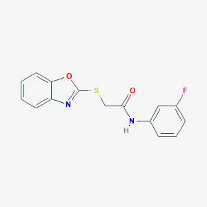 molecular formula C15H11FN2O2S B442139 2-(1,3-benzoxazol-2-ylsulfanyl)-N-(3-fluorophenyl)acetamide CAS No. 332861-55-9
