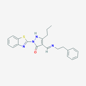 2-(1,3-benzothiazol-2-yl)-4-{[(2-phenylethyl)imino]methyl}-5-propyl-1,2-dihydro-3H-pyrazol-3-one