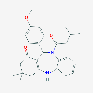 molecular formula C27H32N2O3 B442171 11-(4-methoxyphenyl)-3,3-dimethyl-10-(3-methylbutanoyl)-2,3,4,5,10,11-hexahydro-1H-dibenzo[b,e][1,4]diazepin-1-one CAS No. 353772-17-5