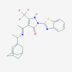 molecular formula C25H27F3N4OS B442173 4-{N-[1-(1-adamantyl)ethyl]ethanimidoyl}-2-(1,3-benzothiazol-2-yl)-5-(trifluoromethyl)-1,2-dihydro-3H-pyrazol-3-one 