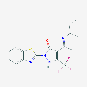 (4E)-2-(1,3-benzothiazol-2-yl)-4-[1-(butan-2-ylamino)ethylidene]-5-(trifluoromethyl)-2,4-dihydro-3H-pyrazol-3-one