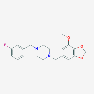 molecular formula C20H23FN2O3 B442271 1-(3-Fluoro-benzyl)-4-(7-methoxy-benzo[1,3]dioxol-5-ylmethyl)-piperazine 