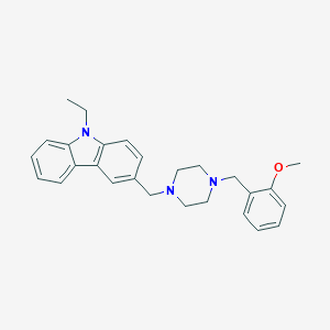 molecular formula C27H31N3O B442289 9-Ethyl-3-[[4-[(2-methoxyphenyl)methyl]piperazin-1-yl]methyl]carbazole 