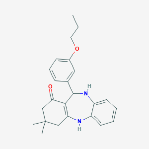 molecular formula C24H28N2O2 B442299 9,9-dimethyl-6-(3-propoxyphenyl)-6,8,10,11-tetrahydro-5H-benzo[b][1,4]benzodiazepin-7-one CAS No. 5958-48-5