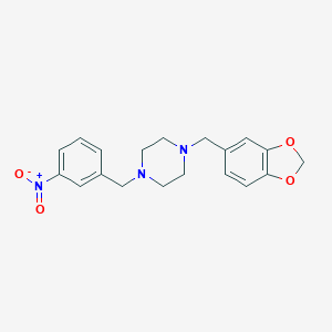 molecular formula C19H21N3O4 B442315 1-Benzo[1,3]dioxol-5-ylmethyl-4-(3-nitro-benzyl)-piperazine 