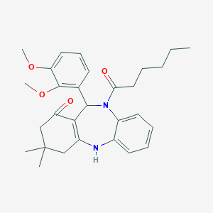 11-(2,3-dimethoxyphenyl)-10-hexanoyl-3,3-dimethyl-2,3,4,5,10,11-hexahydro-1H-dibenzo[b,e][1,4]diazepin-1-one