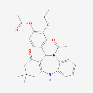 4-(10-acetyl-3,3-dimethyl-1-oxo-2,3,4,5,10,11-hexahydro-1H-dibenzo[b,e][1,4]diazepin-11-yl)-2-ethoxyphenyl acetate